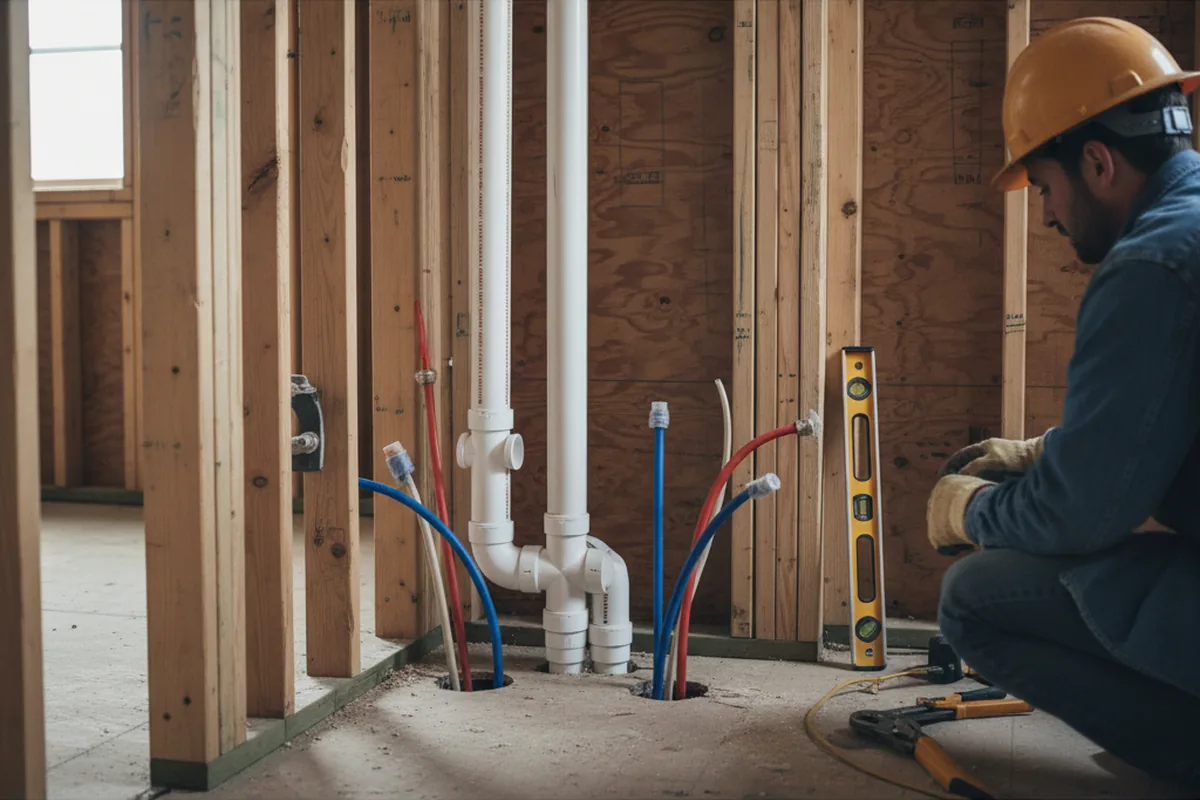Drain and supply rough-in during Leak Detection in Mazomanie